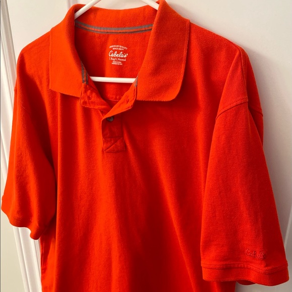 Cabelas Mens Orange/Red Polo Shirt - Size L (Like New) - Picture 3 of 7